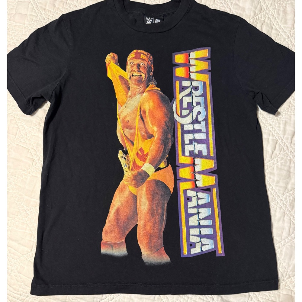 WWE Shoe Palace Hulk Hogan Ultimate Medium Warrior WrestleMania Graphic T Black